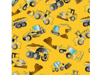 Construction Truck Digger Roller on Yellow Background
